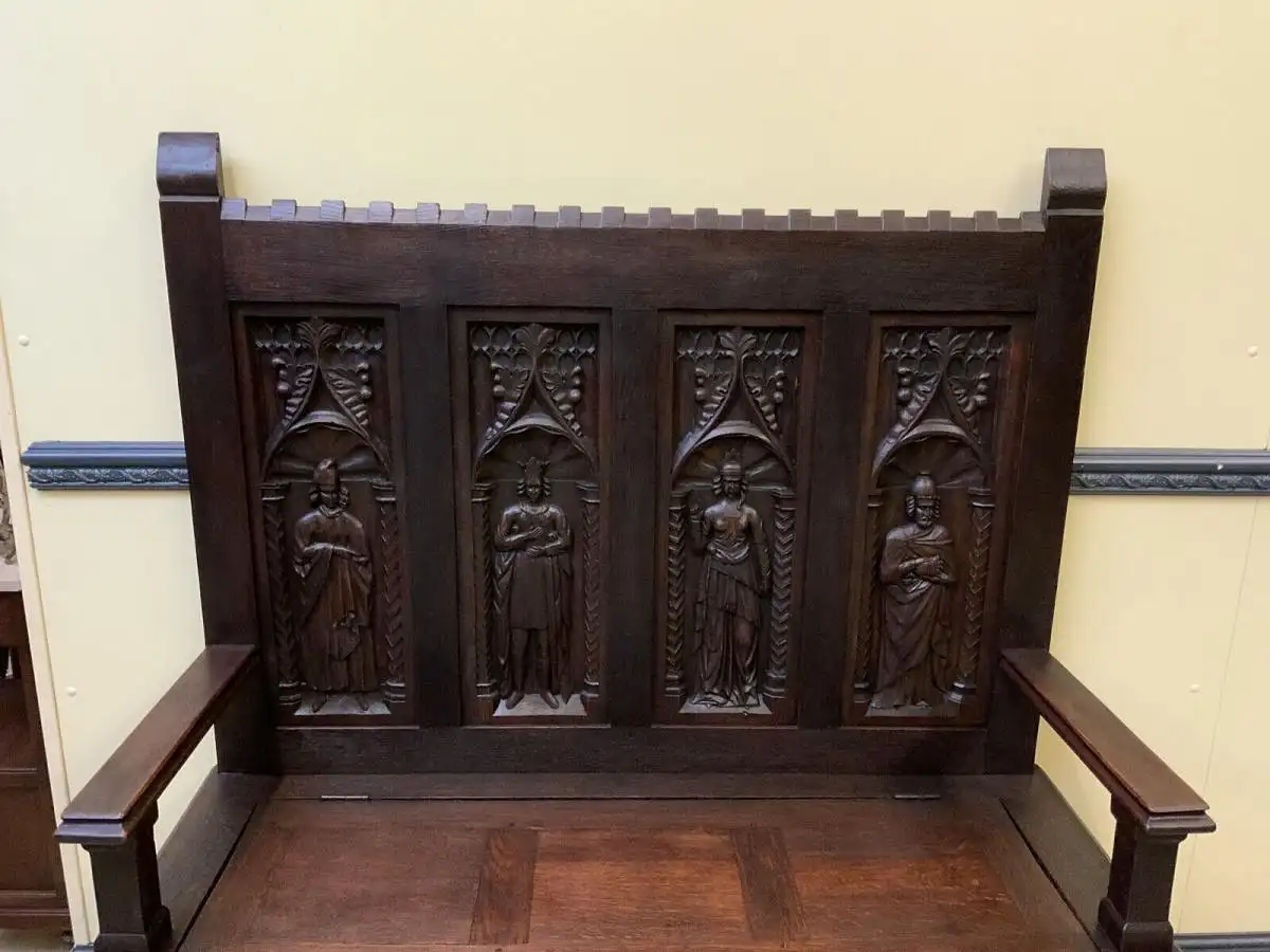 Antike imposante Neogotische Truhen Bank - Sensationell - Lieferung möglich! 10