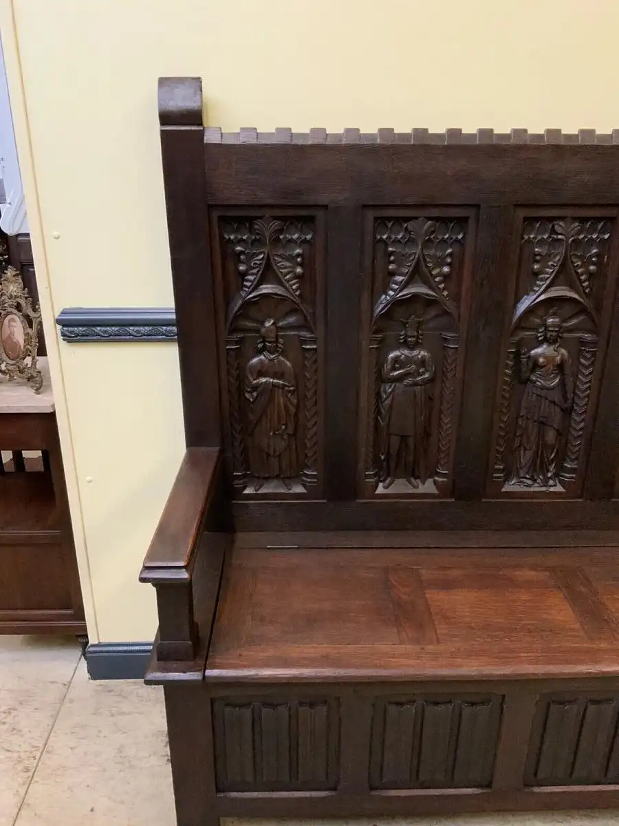 Antike imposante Neogotische Truhen Bank - Sensationell - Lieferung möglich! 12
