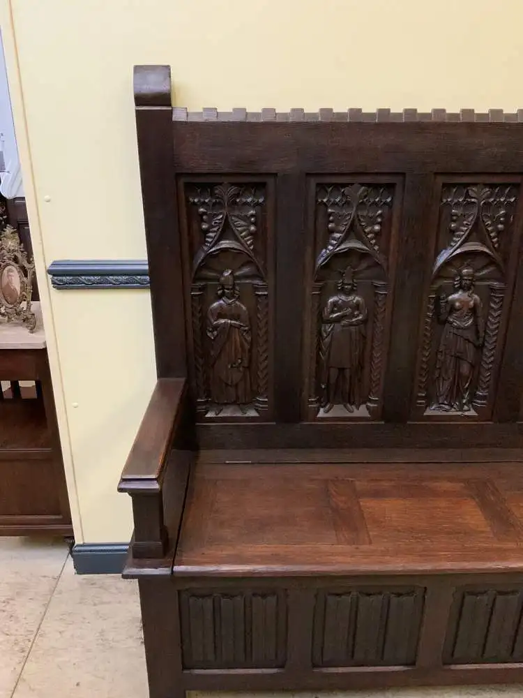 Antike imposante Neogotische Truhen Bank - Sensationell - Lieferung möglich! 12