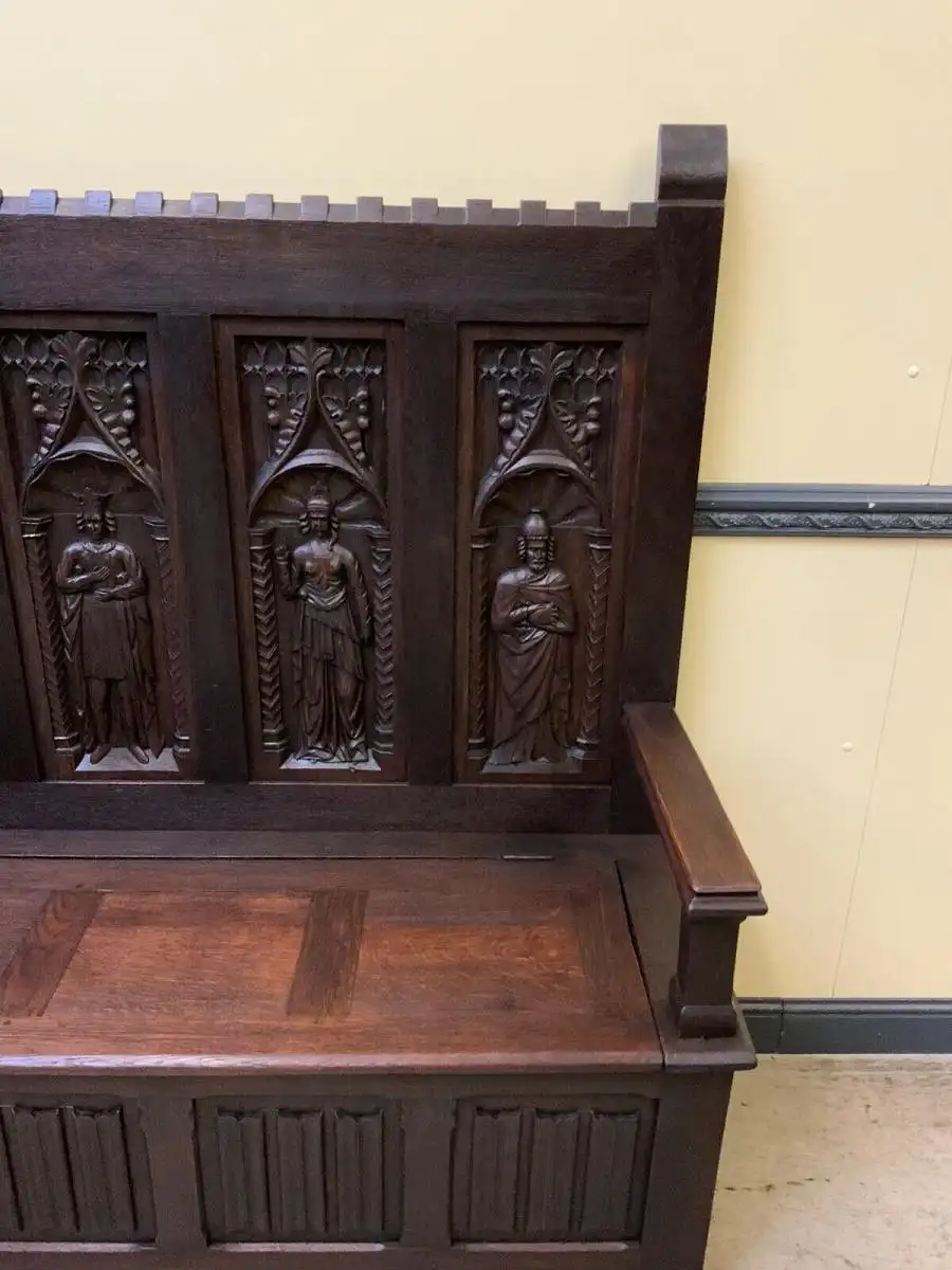 Antike imposante Neogotische Truhen Bank - Sensationell - Lieferung möglich! 13
