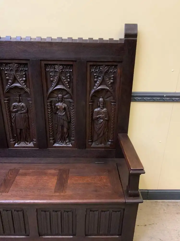 Antike imposante Neogotische Truhen Bank - Sensationell - Lieferung möglich! 13