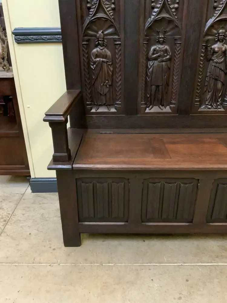 Antike imposante Neogotische Truhen Bank - Sensationell - Lieferung möglich! 16