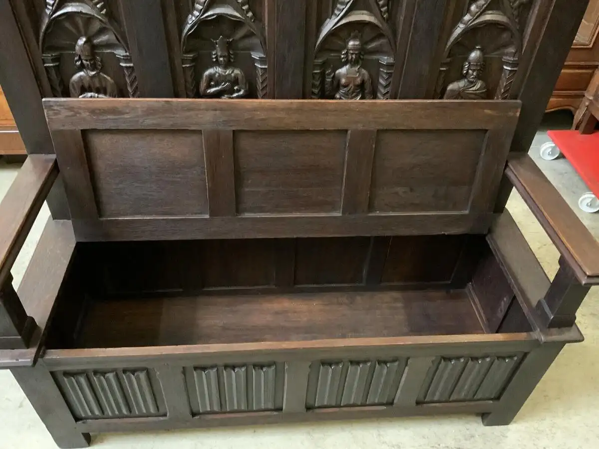 Antike imposante Neogotische Truhen Bank - Sensationell - Lieferung möglich! 17