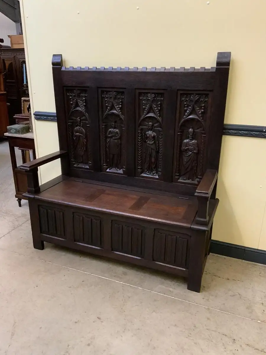 Antike imposante Neogotische Truhen Bank - Sensationell - Lieferung möglich! 2