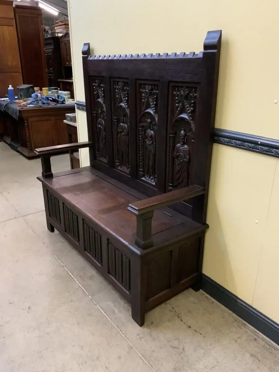 Antike imposante Neogotische Truhen Bank - Sensationell - Lieferung möglich! 3