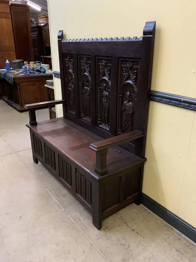 Antike imposante Neogotische Truhen Bank - Sensationell - Lieferung möglich! 3