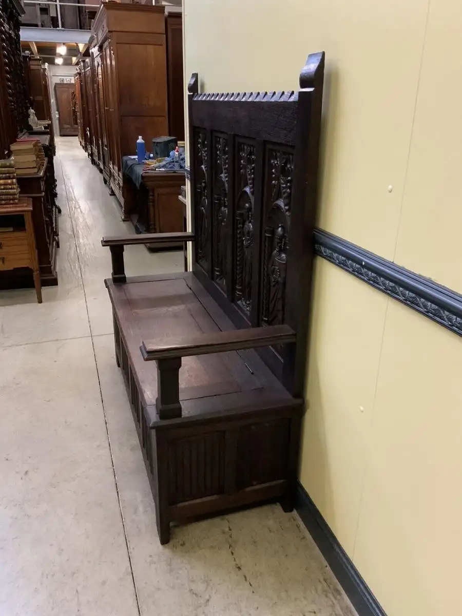 Antike imposante Neogotische Truhen Bank - Sensationell - Lieferung möglich! 4