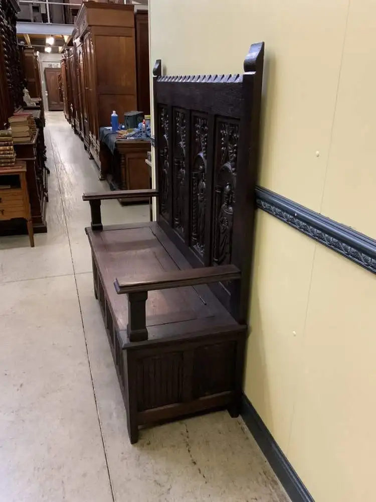 Antike imposante Neogotische Truhen Bank - Sensationell - Lieferung möglich! 4