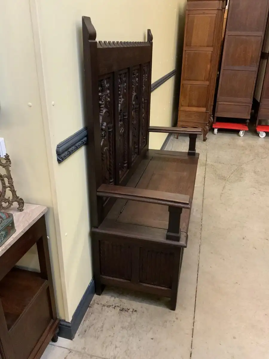 Antike imposante Neogotische Truhen Bank - Sensationell - Lieferung möglich! 6