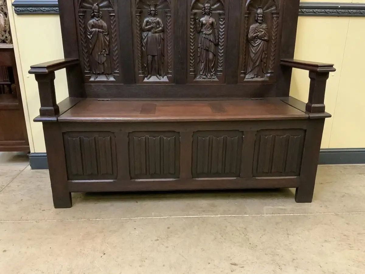 Antike imposante Neogotische Truhen Bank - Sensationell - Lieferung möglich! 9