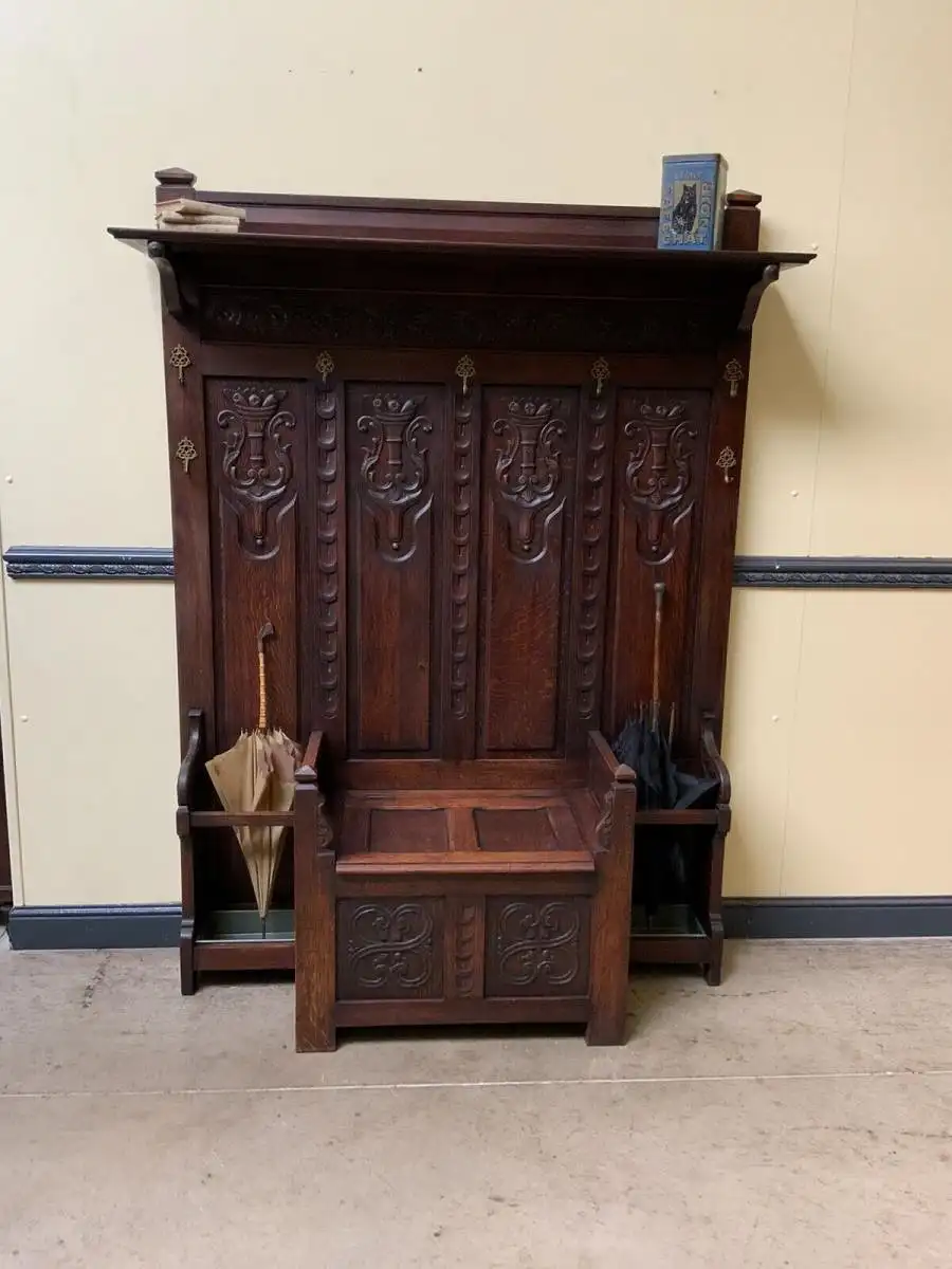 Antik - Garderobe mit Truhen Bank, - Jugendstil - Lieferung möglich! 0