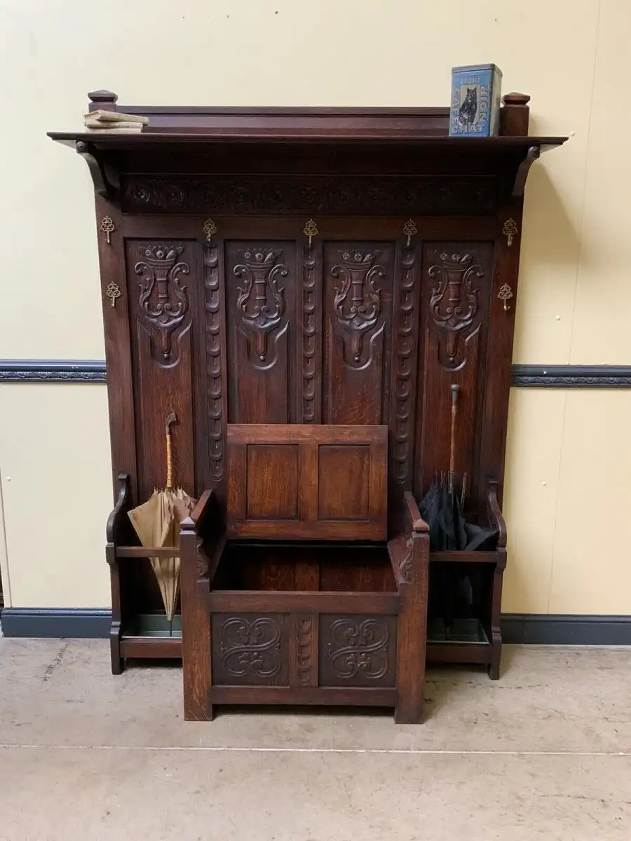 Antik - Garderobe mit Truhen Bank, - Jugendstil - Lieferung möglich! 13