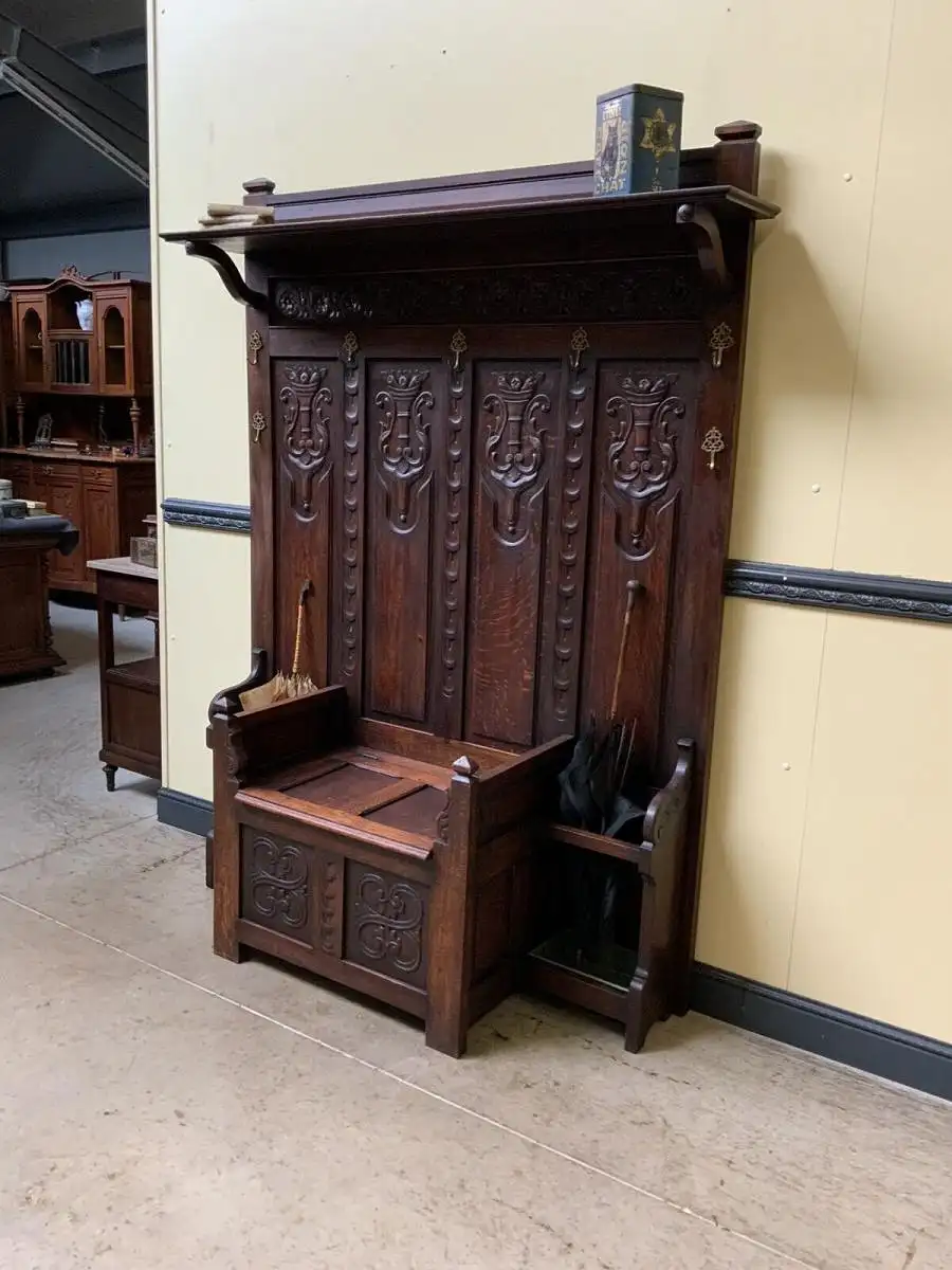 Antik - Garderobe mit Truhen Bank, - Jugendstil - Lieferung möglich! 2
