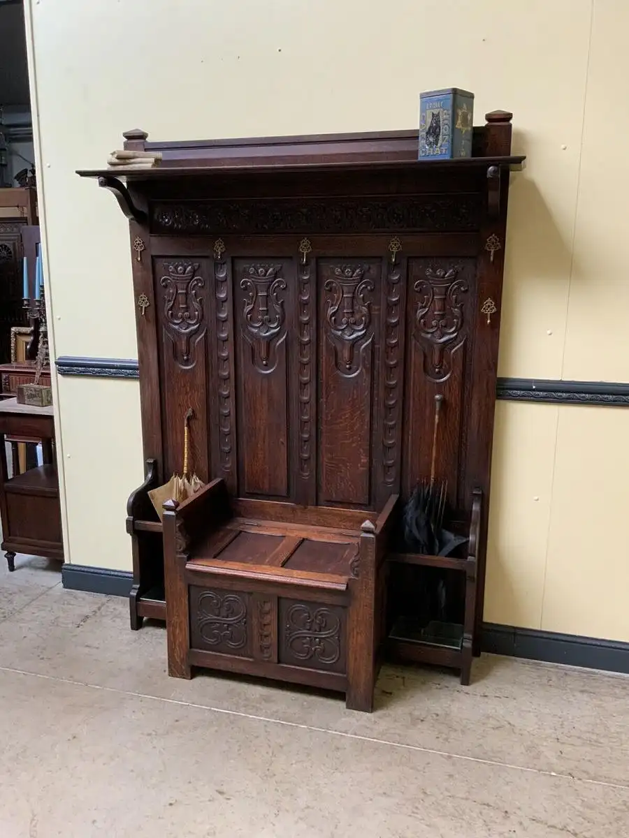 Antik - Garderobe mit Truhen Bank, - Jugendstil - Lieferung möglich! 3