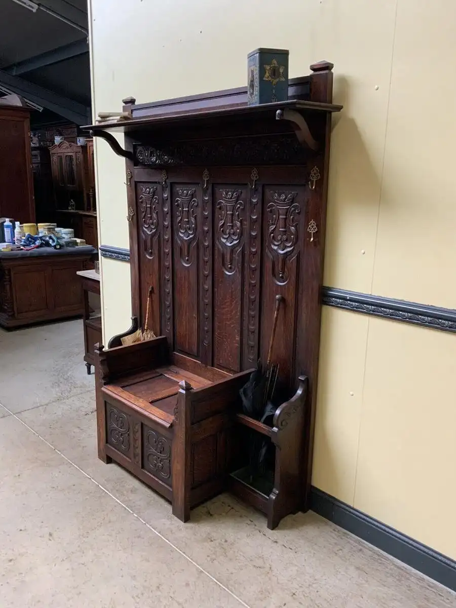 Antik - Garderobe mit Truhen Bank, - Jugendstil - Lieferung möglich! 6