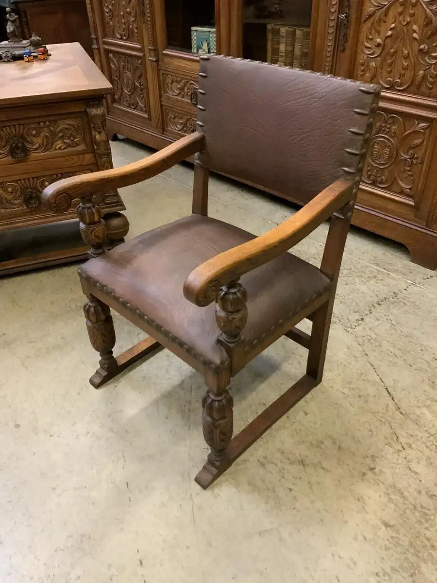 Antik - Bürozimmer, Schreibtisch, Bücherschrank,  Armstuhl, - Lieferung möglich! 10