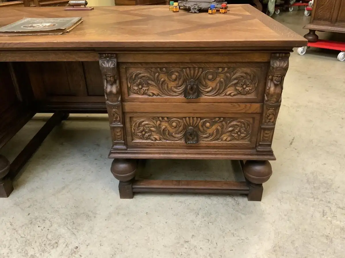 Antik - Bürozimmer, Schreibtisch, Bücherschrank,  Armstuhl, - Lieferung möglich! 13