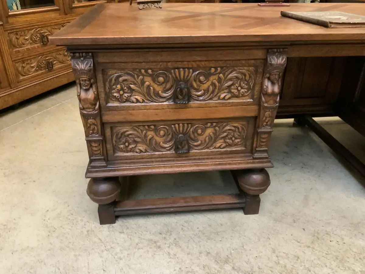 Antik - Bürozimmer, Schreibtisch, Bücherschrank,  Armstuhl, - Lieferung möglich! 14