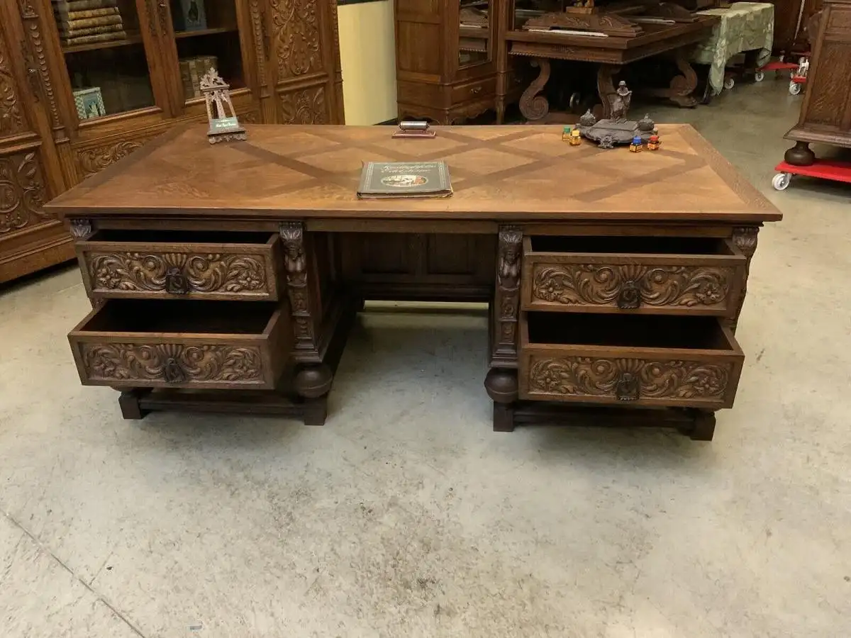 Antik - Bürozimmer, Schreibtisch, Bücherschrank,  Armstuhl, - Lieferung möglich! 15