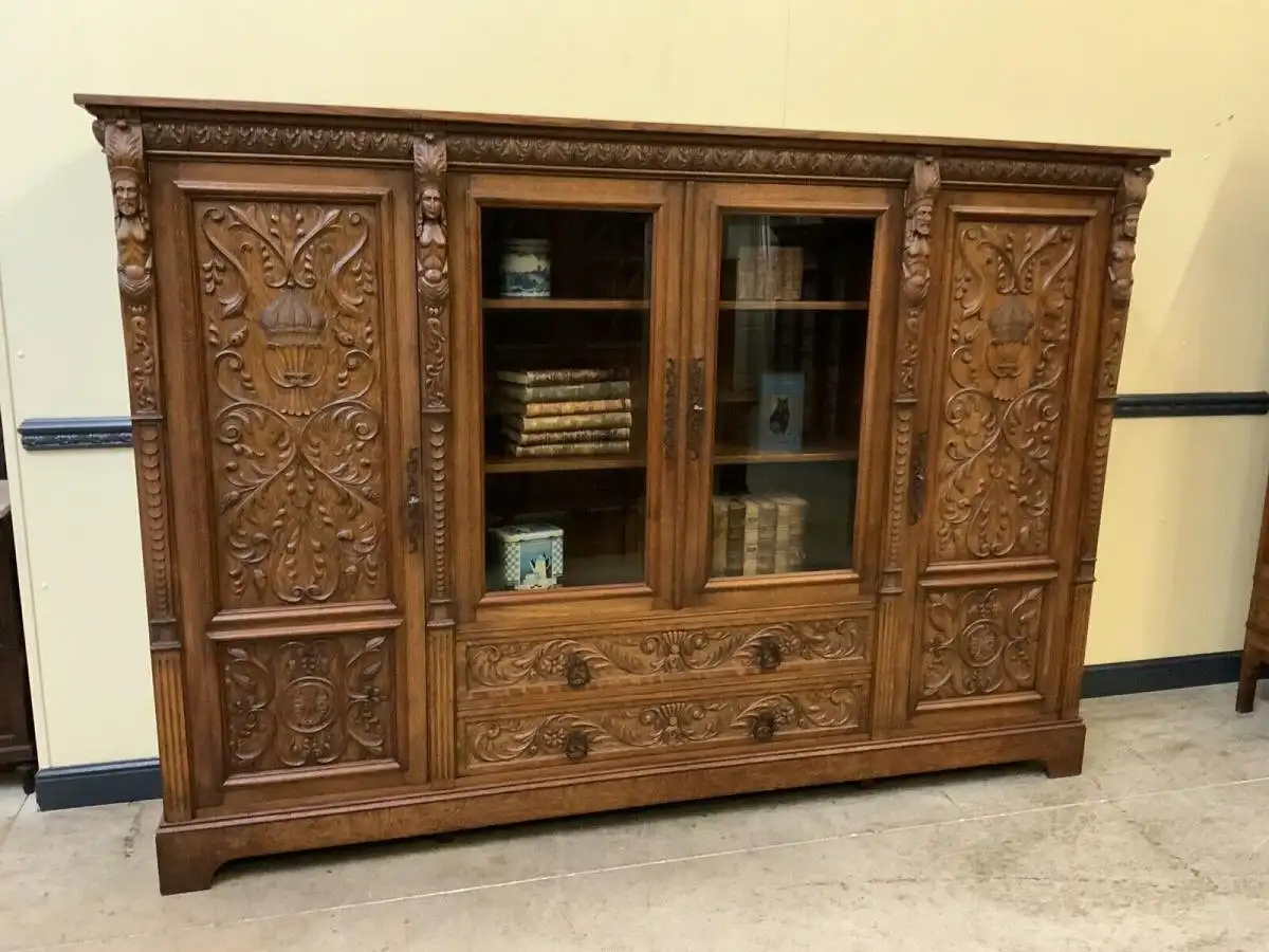 Antik - Bürozimmer, Schreibtisch, Bücherschrank,  Armstuhl, - Lieferung möglich! 17