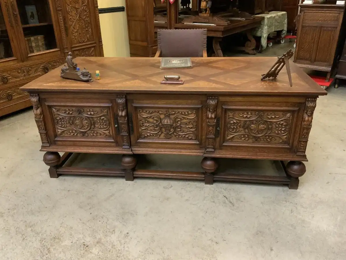 Antik - Bürozimmer, Schreibtisch, Bücherschrank,  Armstuhl, - Lieferung möglich! 2