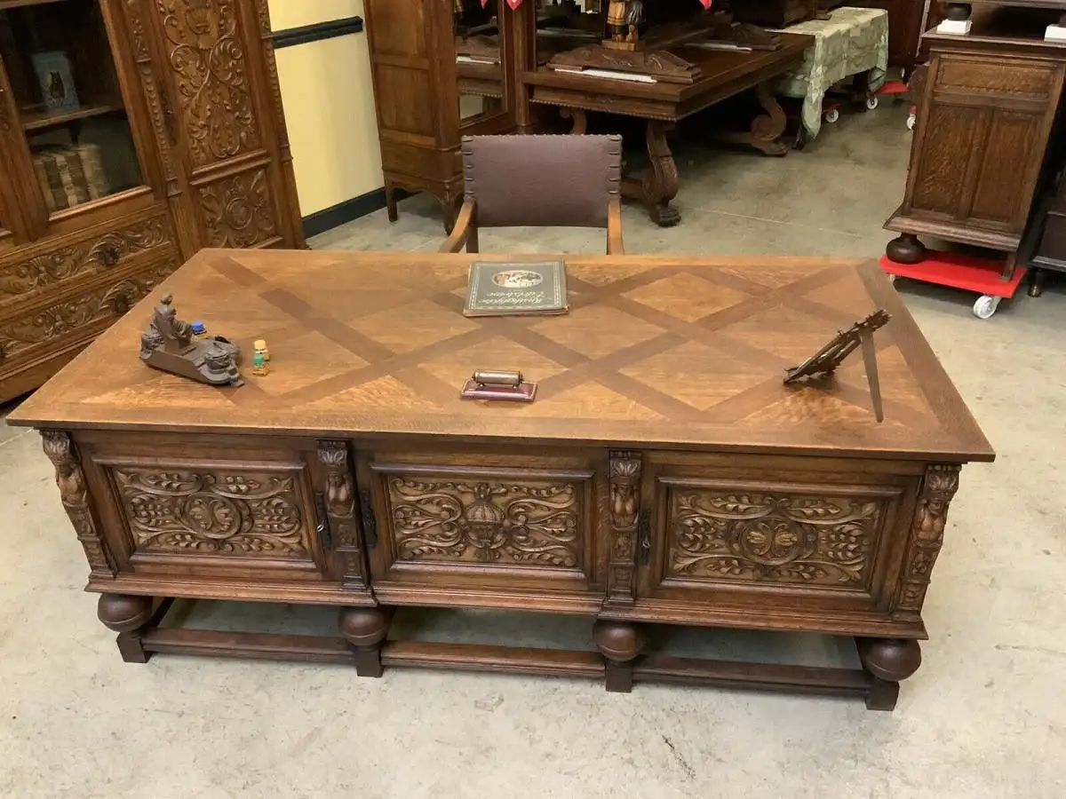 Antik - Bürozimmer, Schreibtisch, Bücherschrank,  Armstuhl, - Lieferung möglich! 5