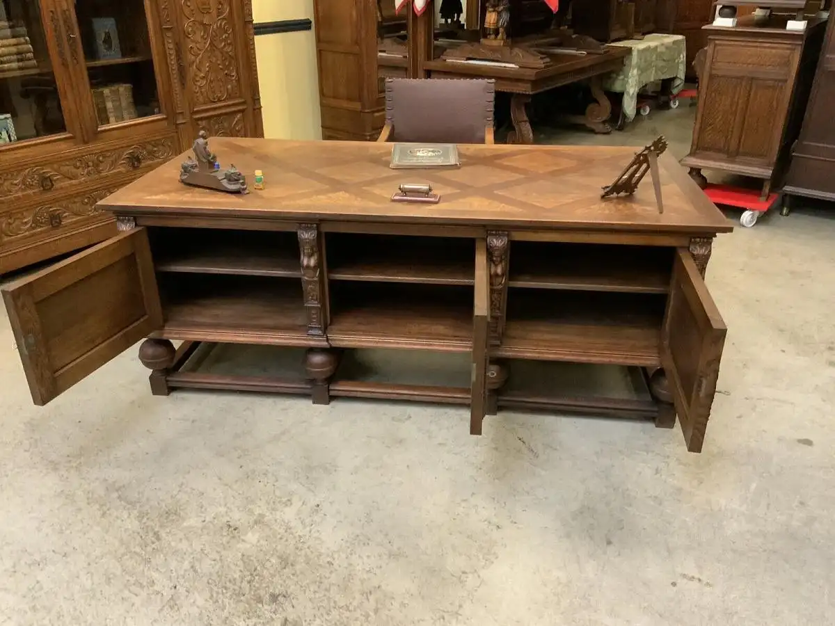 Antik - Bürozimmer, Schreibtisch, Bücherschrank,  Armstuhl, - Lieferung möglich! 6