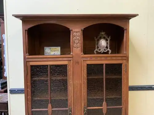 Antiker Jugendstil Bücherschrank, Vitrine, Art Nouveau - Lieferung möglich!