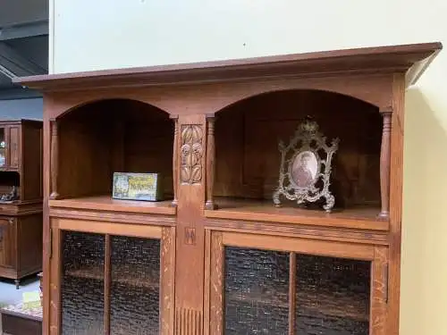 Antiker Jugendstil Bücherschrank, Vitrine, Art Nouveau - Lieferung möglich!