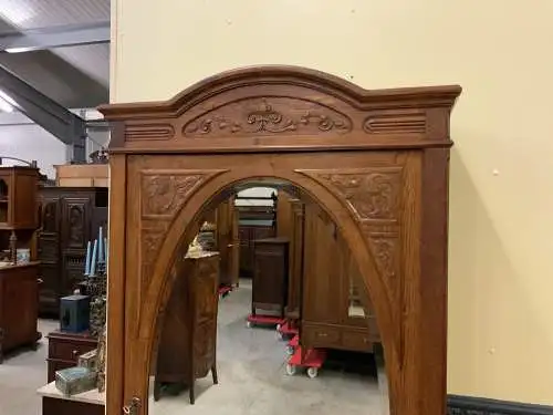 Antiker Jugendstil Wäscheschrank, ovaler Spiegel, -   Lieferung möglich!