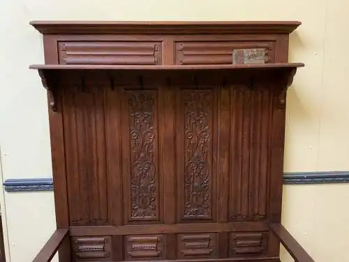 Antike imposante Historismus Garderobe mit Truhen Bank,   - Lieferung möglich!