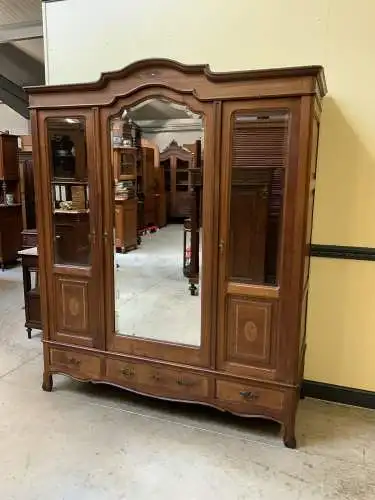 Antiker Jugendstil Kleiderschrank, Wäscheschrank, Intarsien - Lieferung möglich!