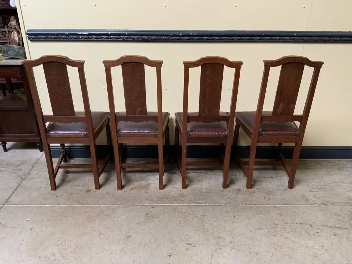 Antik - 4 Stühle, Leder, Federkern - Art Deco - Lieferung möglich! 14