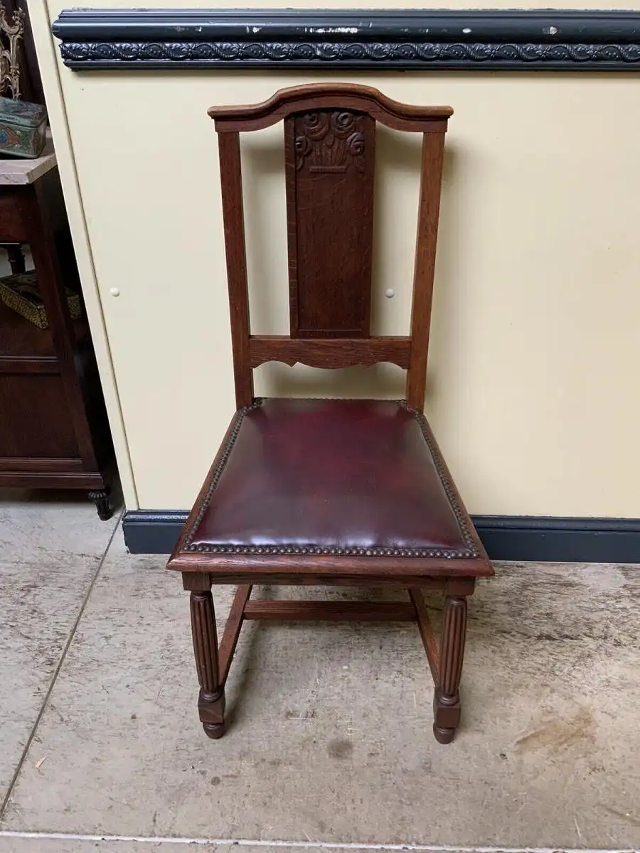 Antik - 4 Stühle, Leder, Federkern - Art Deco - Lieferung möglich! 3