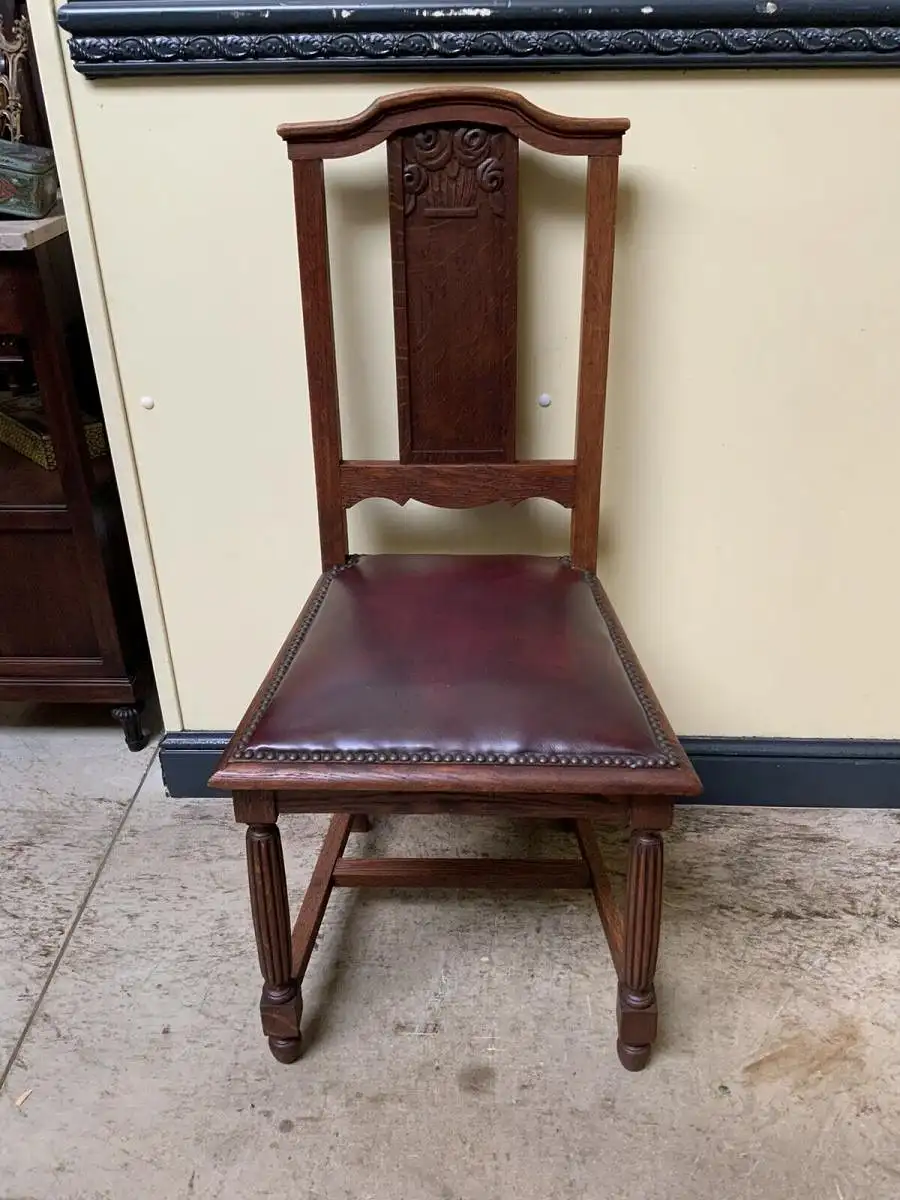 Antik - 4 Stühle, Leder, Federkern - Art Deco - Lieferung möglich! 4