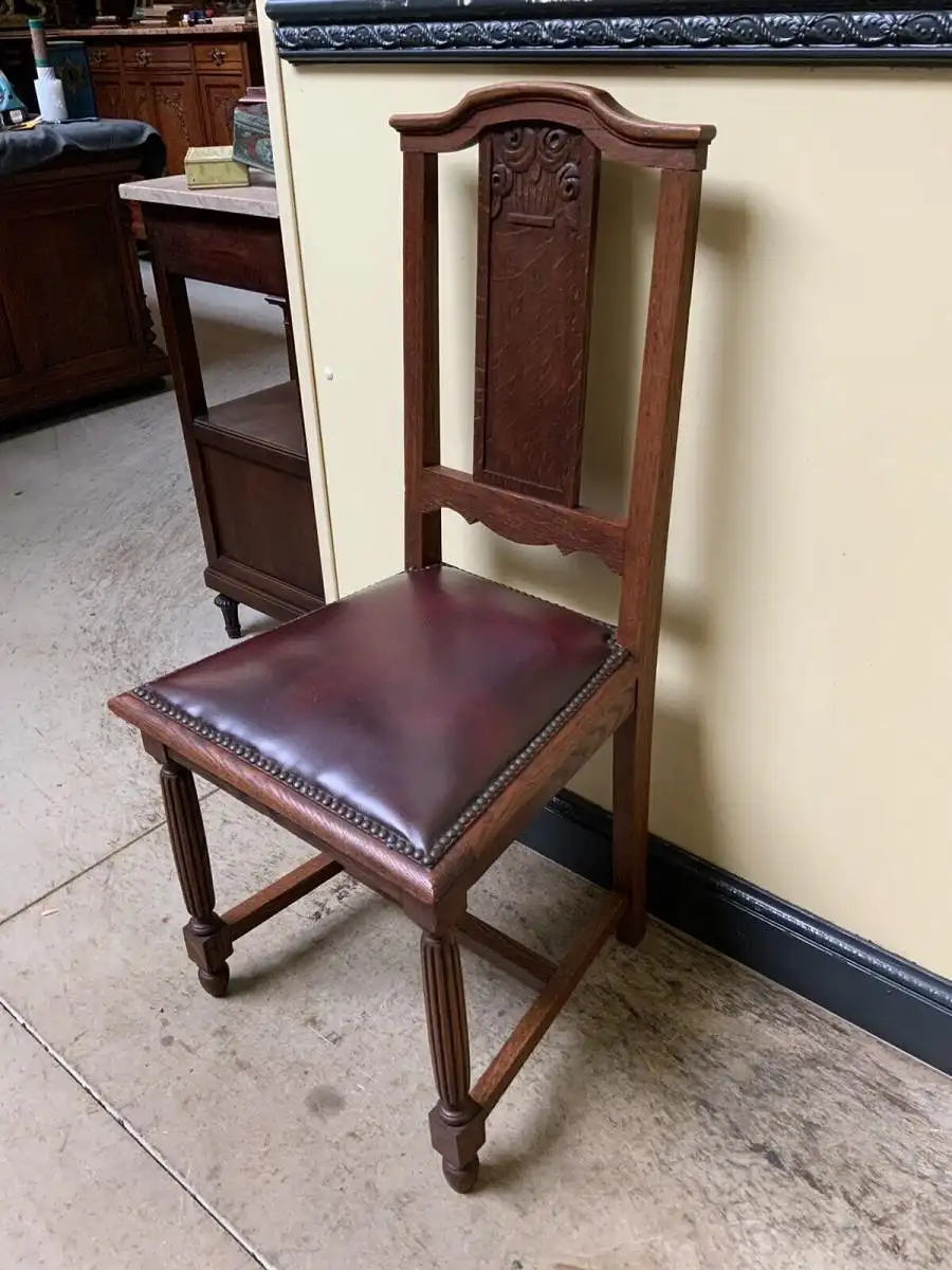 Antik - 4 Stühle, Leder, Federkern - Art Deco - Lieferung möglich! 5