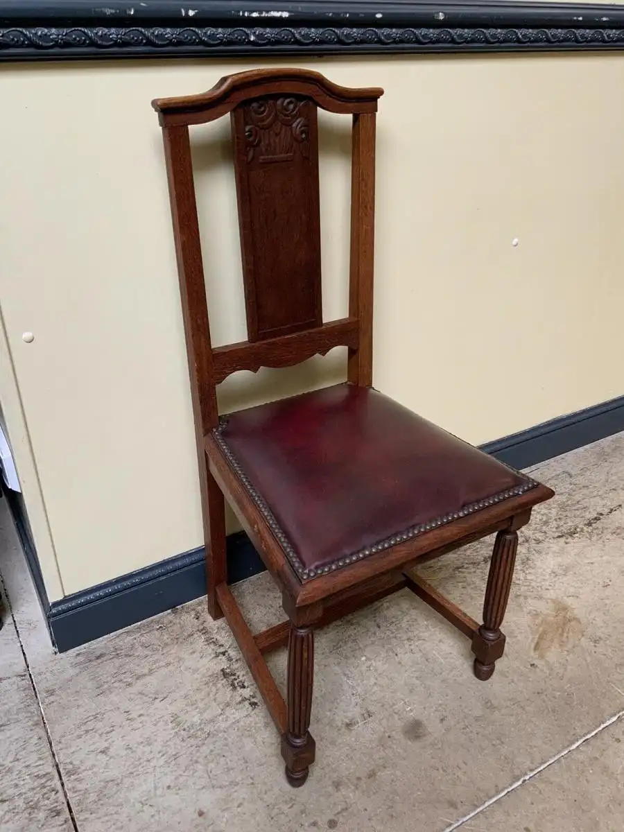 Antik - 4 Stühle, Leder, Federkern - Art Deco - Lieferung möglich! 6