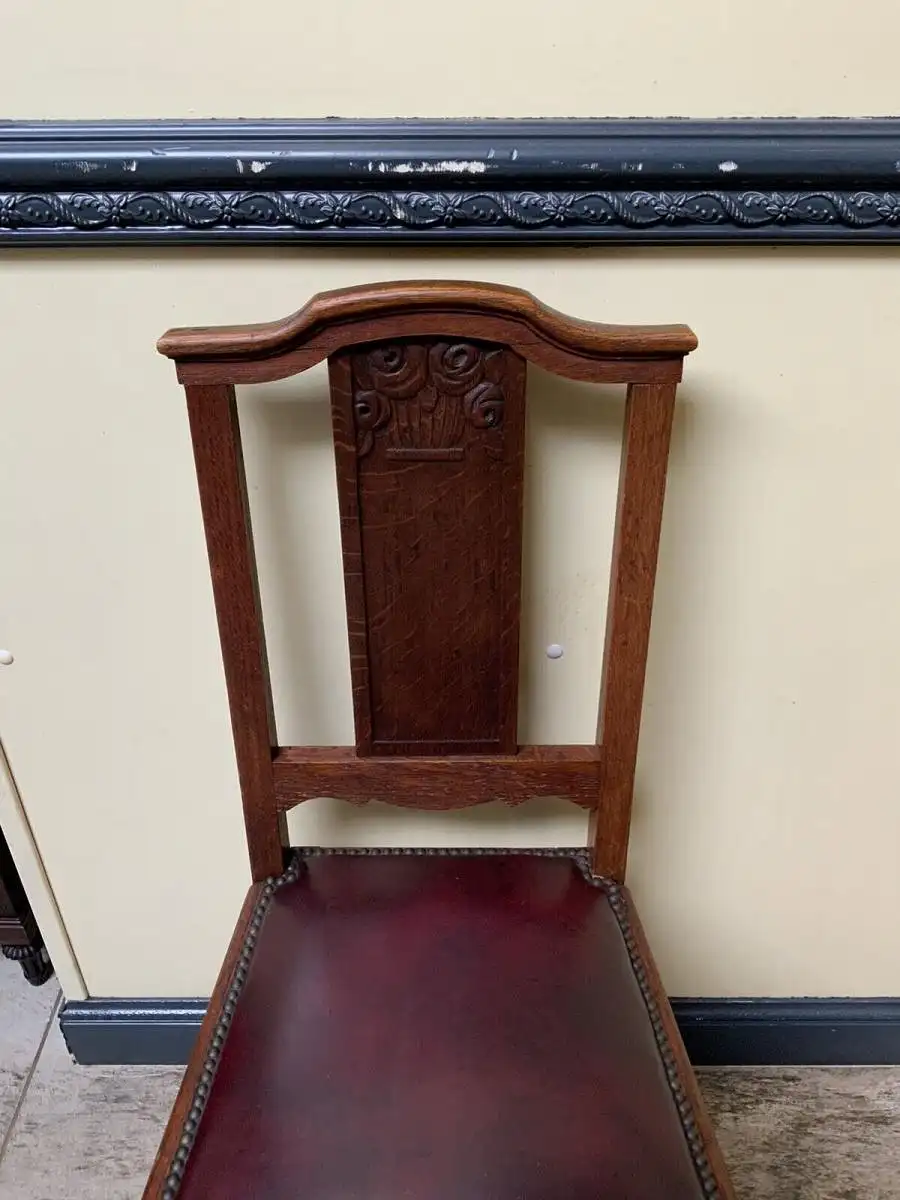 Antik - 4 Stühle, Leder, Federkern - Art Deco - Lieferung möglich! 7