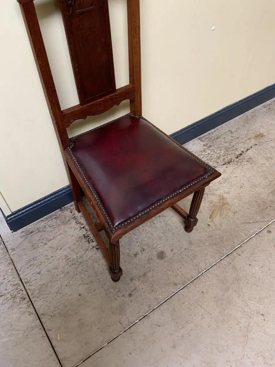 Antik - 4 Stühle, Leder, Federkern - Art Deco - Lieferung möglich! 8