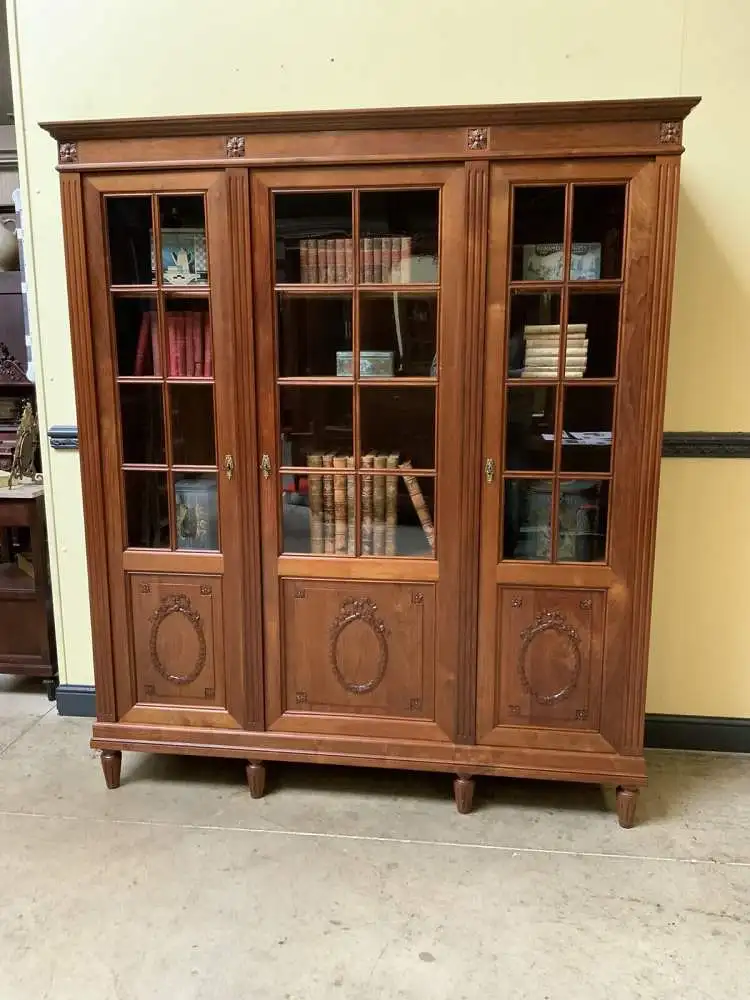 Antik - Bücherschrank, Vitrine, Kirschholz - Jugendstil - Lieferung möglich! 0