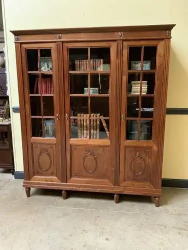 Antik - Bücherschrank, Vitrine, Kirschholz - Jugendstil - Lieferung möglich!