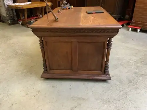 Antiker doppelseitiger Gründerzeit Säulen Schreibtisch -  Lieferung möglich! 9