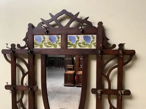 Antike Jugendstil Garderobe, Art Nouveau, Fliesen,         - Lieferung möglich! 10