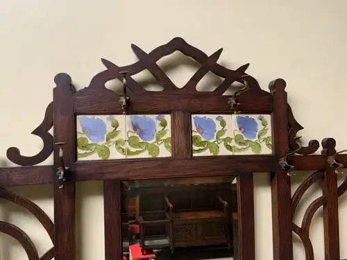 Antike Jugendstil Garderobe, Art Nouveau, Fliesen,         - Lieferung möglich! 12