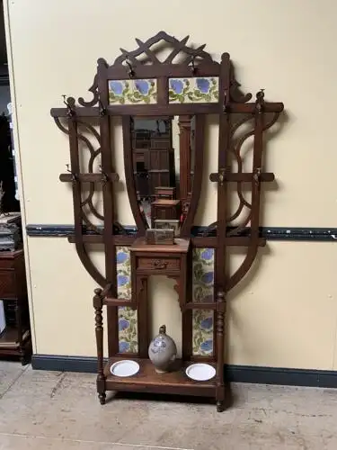 Antike Jugendstil Garderobe, Art Nouveau, Fliesen,         - Lieferung möglich! 13
