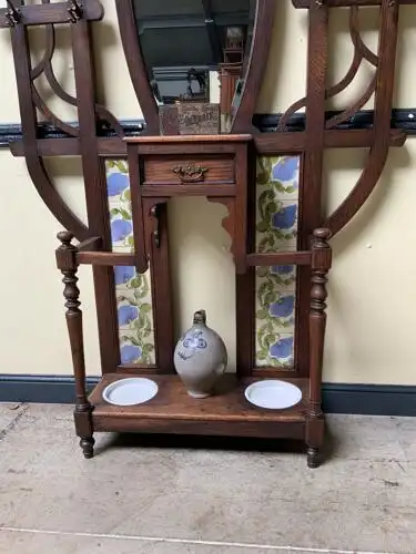 Antike Jugendstil Garderobe, Art Nouveau, Fliesen,         - Lieferung möglich! 14