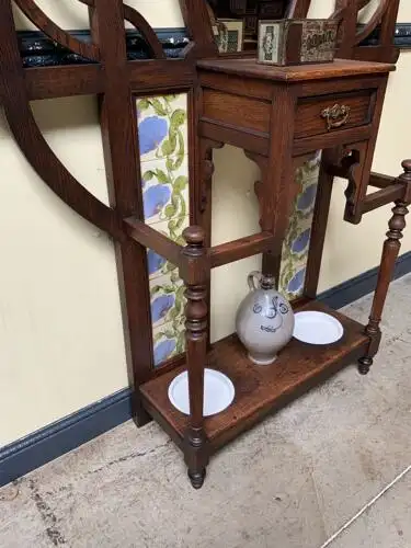 Antike Jugendstil Garderobe, Art Nouveau, Fliesen,         - Lieferung möglich! 18