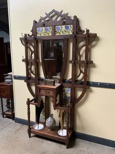 Antike Jugendstil Garderobe, Art Nouveau, Fliesen,         - Lieferung möglich! 2