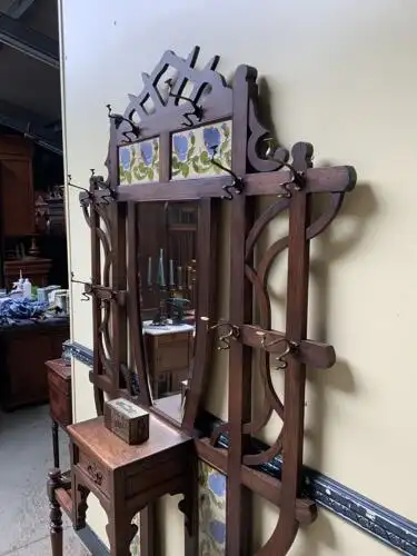 Antike Jugendstil Garderobe, Art Nouveau, Fliesen,         - Lieferung möglich! 21