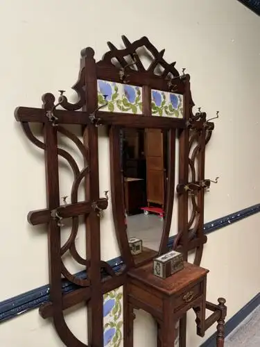 Antike Jugendstil Garderobe, Art Nouveau, Fliesen,         - Lieferung möglich! 22